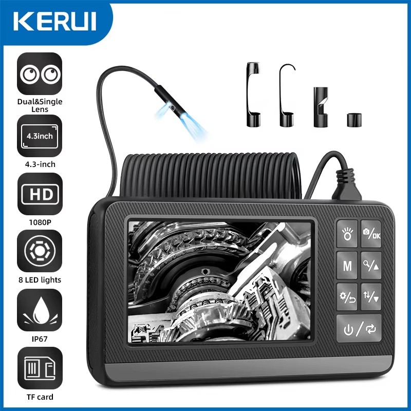Macro Photography Led Lighting - KERUI Dual เลนส์อุตสาหกรรมกล้องตรวจสอบ Endoscope 4.3 
