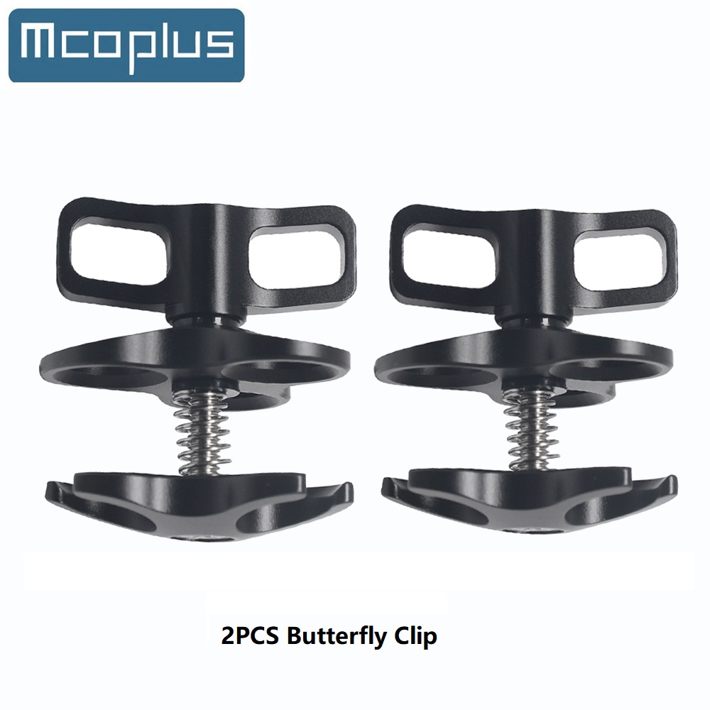 Photography Lighting Essentials - คลิปหนีบแบบผีเสื้อ Mcoplus อุปกรณ์เสริมสำหรับการดำน้ำ ตัวหนีบแบบลูกบอล แขนไฟแบบมีรูเจาะสามรู ระบบยึดติดกันน้ำ