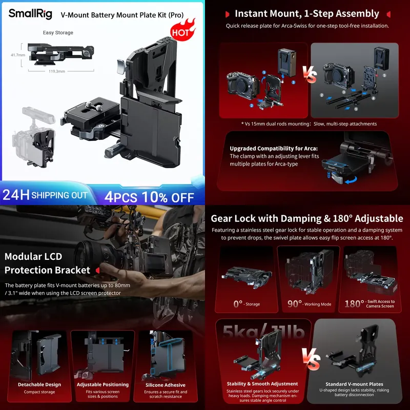 V Mount Battery - แบรนด์ SmallRig ชุดแผ่นยึดแบตเตอรี่ V-Mount Pro สำหรับกล้อง
