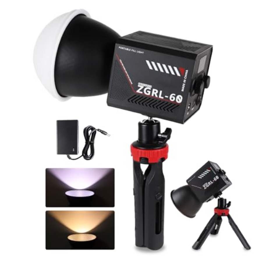 Photography Lighting Video - ไฟวิดีโอ LED COB 60W แบบพกพาพร้อมแบตเตอรี่ 8000