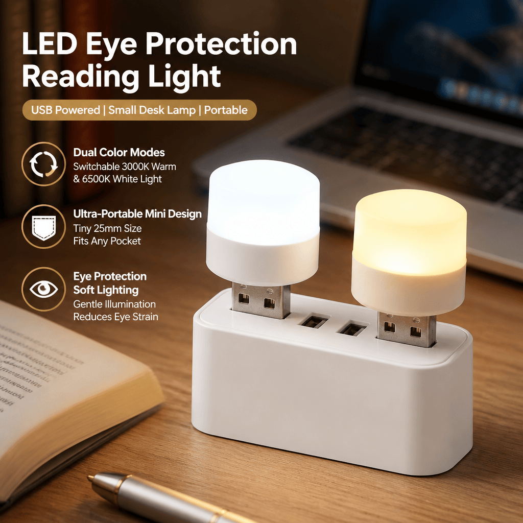 Photography Lighting Book - โคมไฟอ่านหนังสือแบบพกพา USB LED ปรับอุณหภูมิแสงได้สองสี ป้องกันสายตา โคมไฟตั้งโต๊ะขนาดเล็กสำหรับคอมพิวเตอร์
