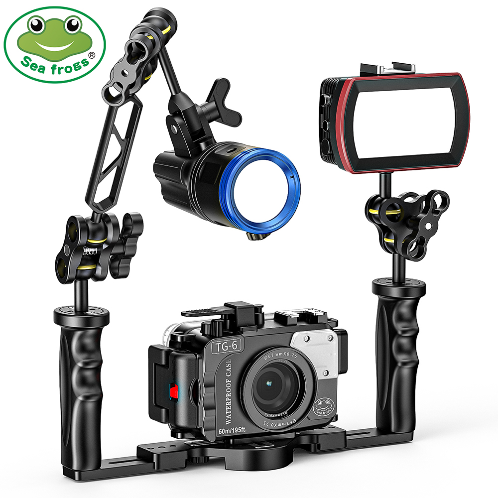 Photography Lighting Essentials - Essential ดำน้ำอุปกรณ์การถ่ายภาพอลูมิเนียม Dual ข้อต่อแขนข้อต่อระบบแสงอุปกรณ์เสริมชุด Anlge ปรับ