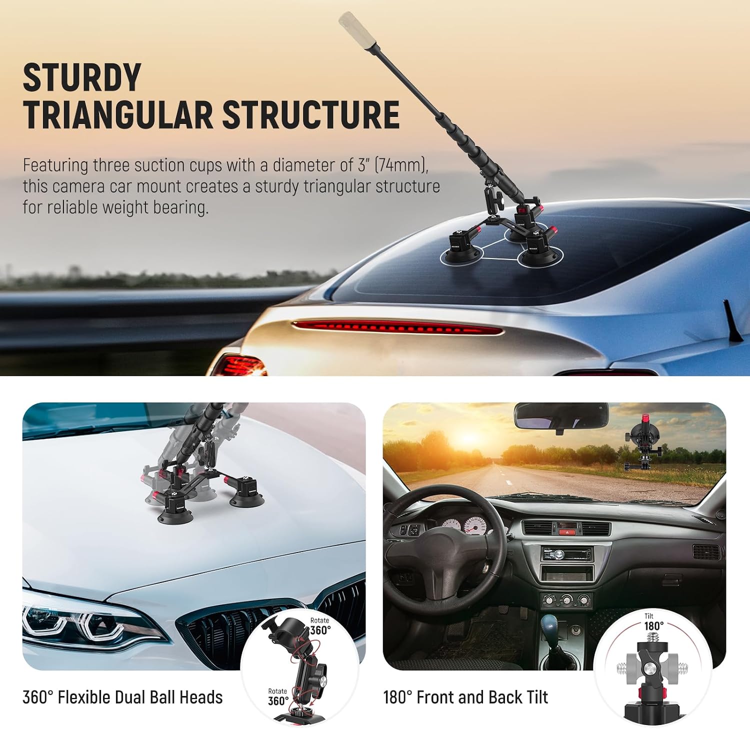 NEEWER ขาตั้งติดรถยนต์แบบสามจุ - Insta360 Camera X4 บทวิจารณ์และราคา